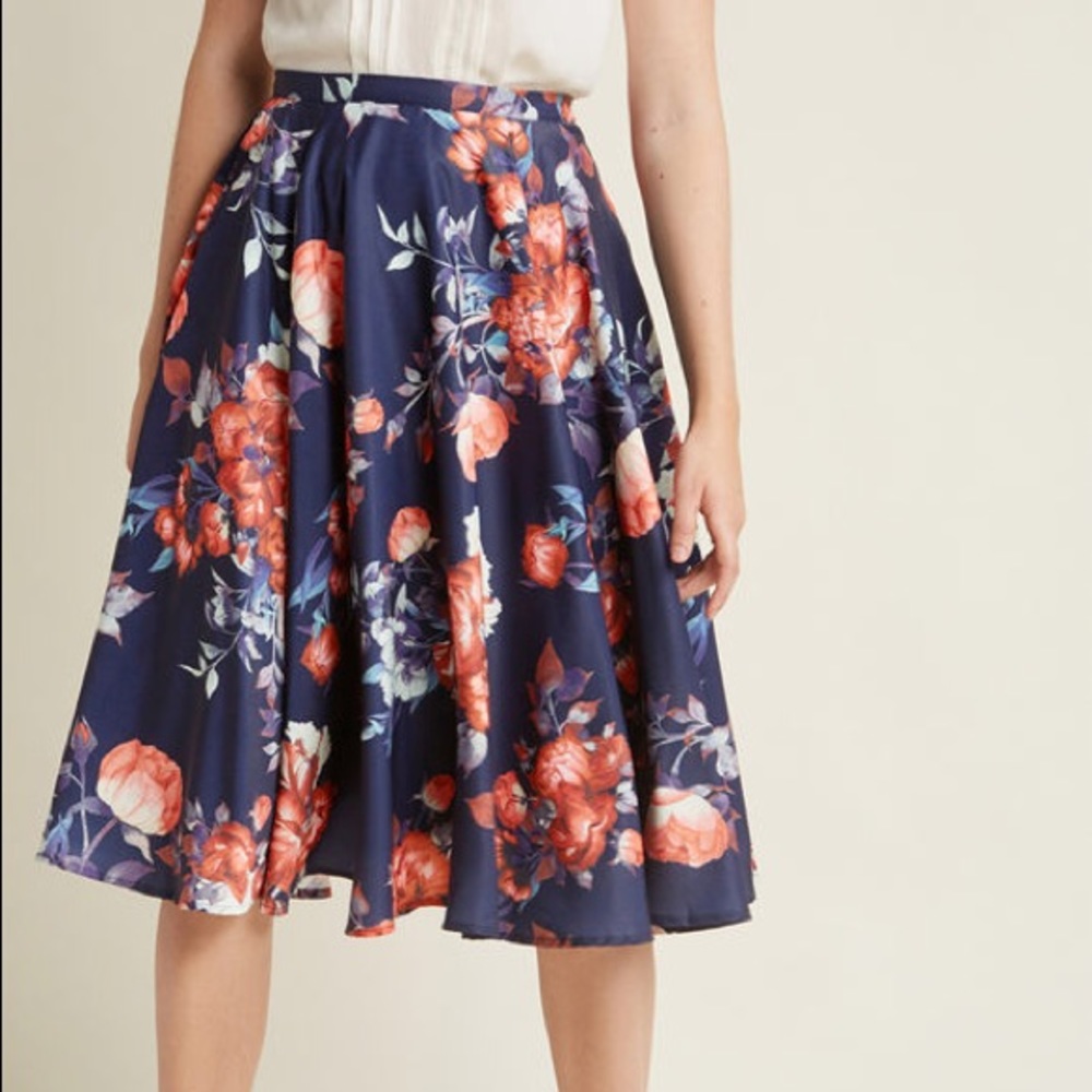 Navy Floral A-Line Skirt from ModCloth